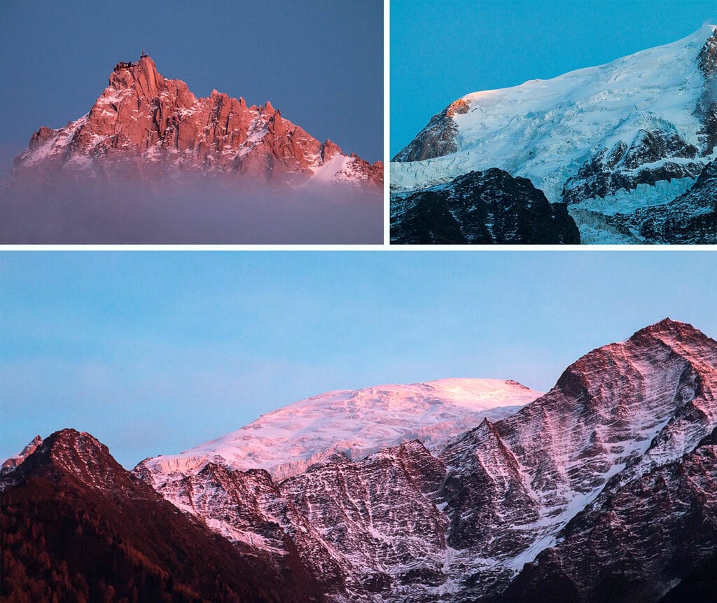 Vue sur les glaciers depuis le Rocky Pop Chamonix