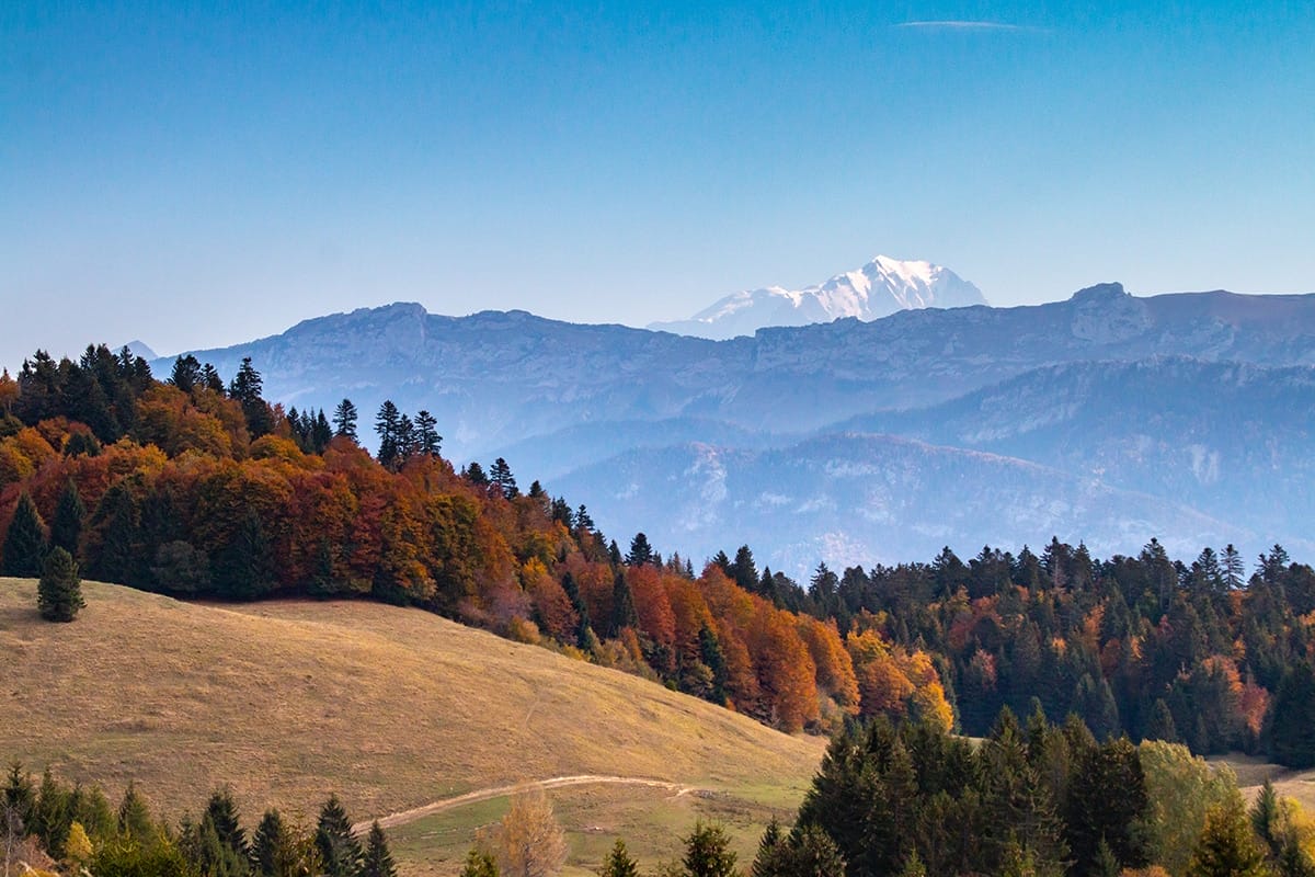 Le mont Blanc depuis les Bauges ne automne