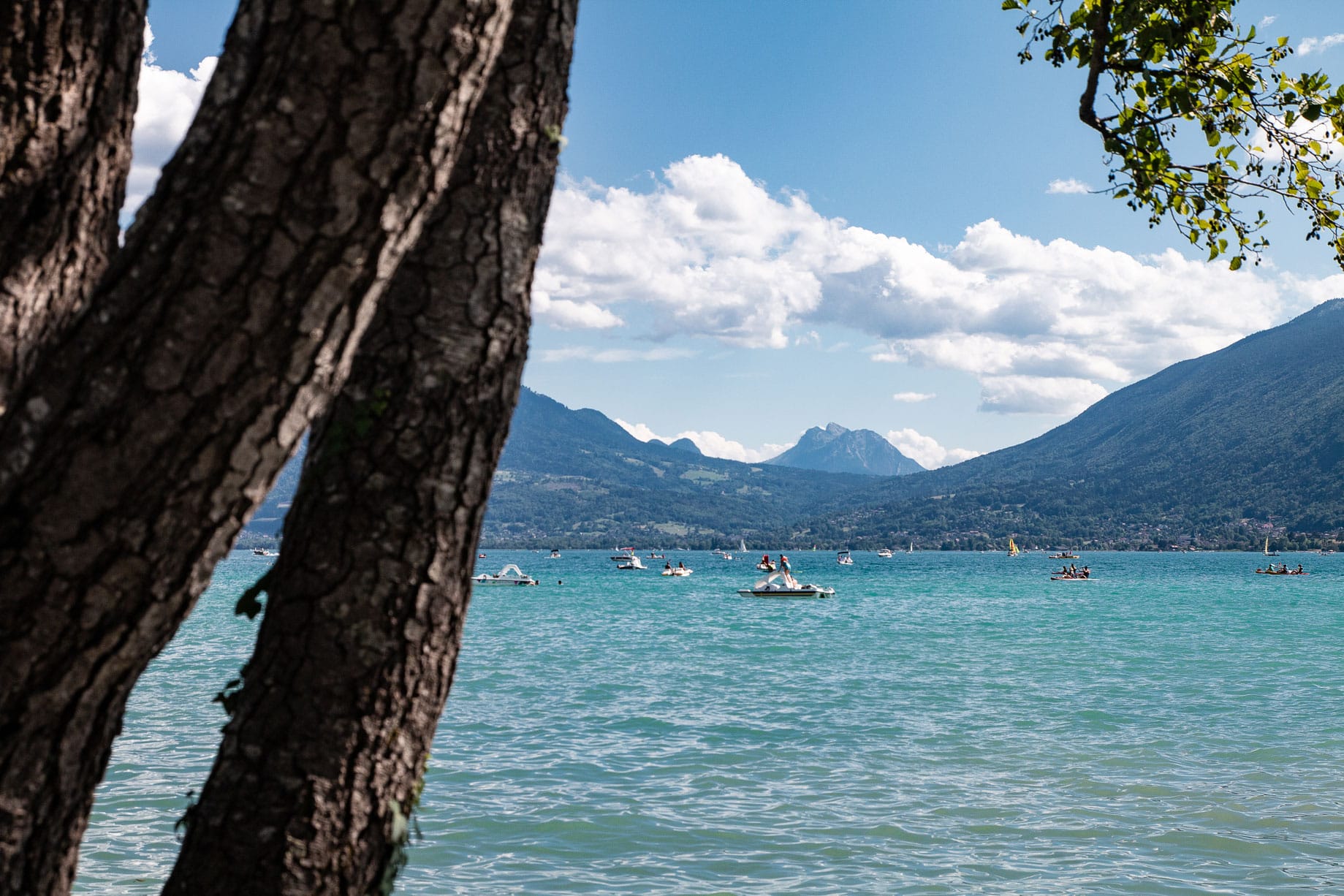 Baignade estivale au lac d'Annecy en été