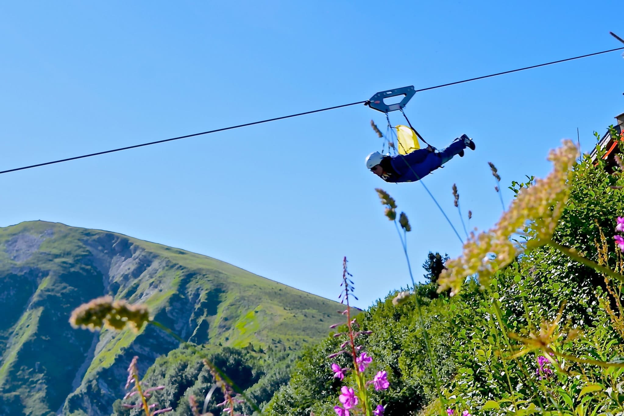 Tyrolienne en montagne