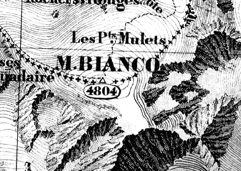 Sommet du mont Blanc sur une carte ancienne