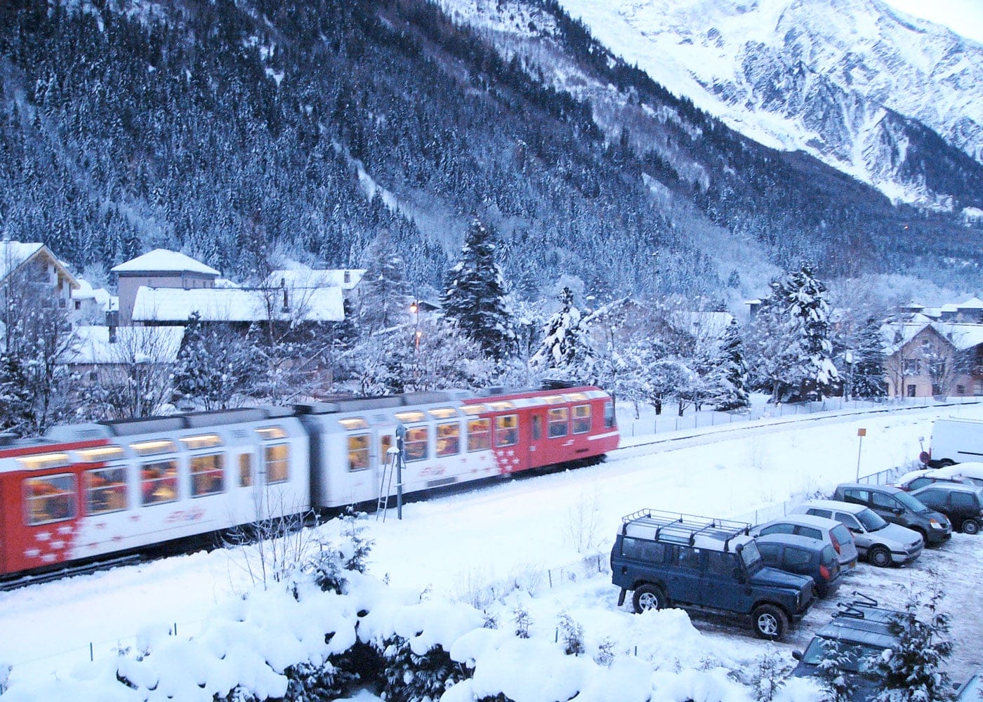 Train dans la stations de ski de Chamonix