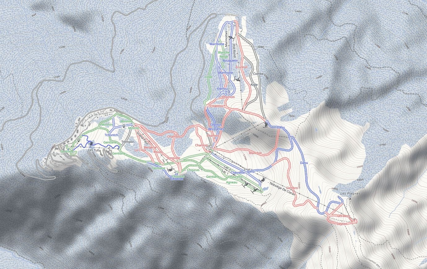 Plan des pistes du Collet d'Allevard