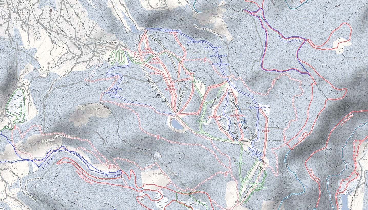 Plan des pistes de Gérardmer