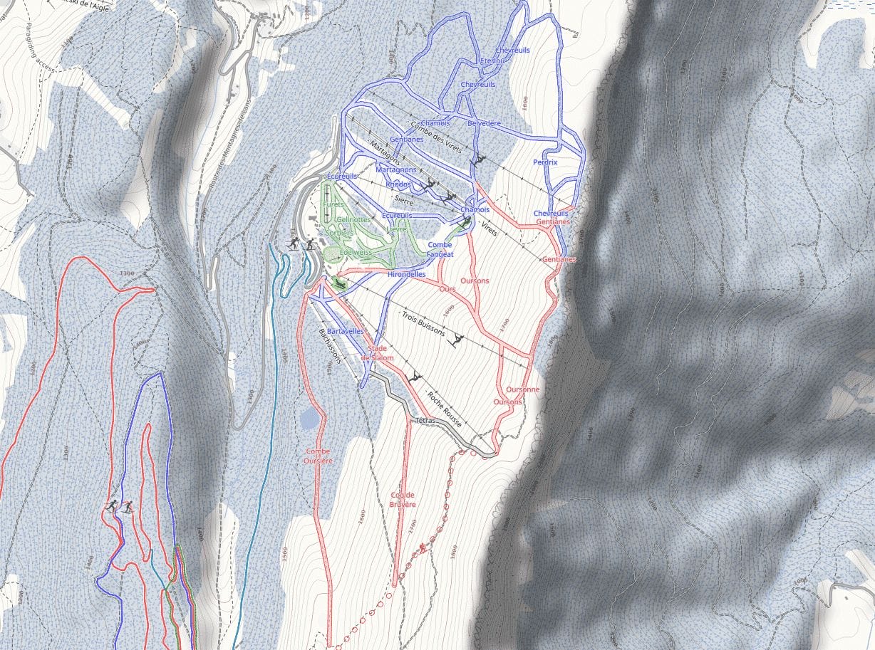 Plan des pistes de Lans en Vercors