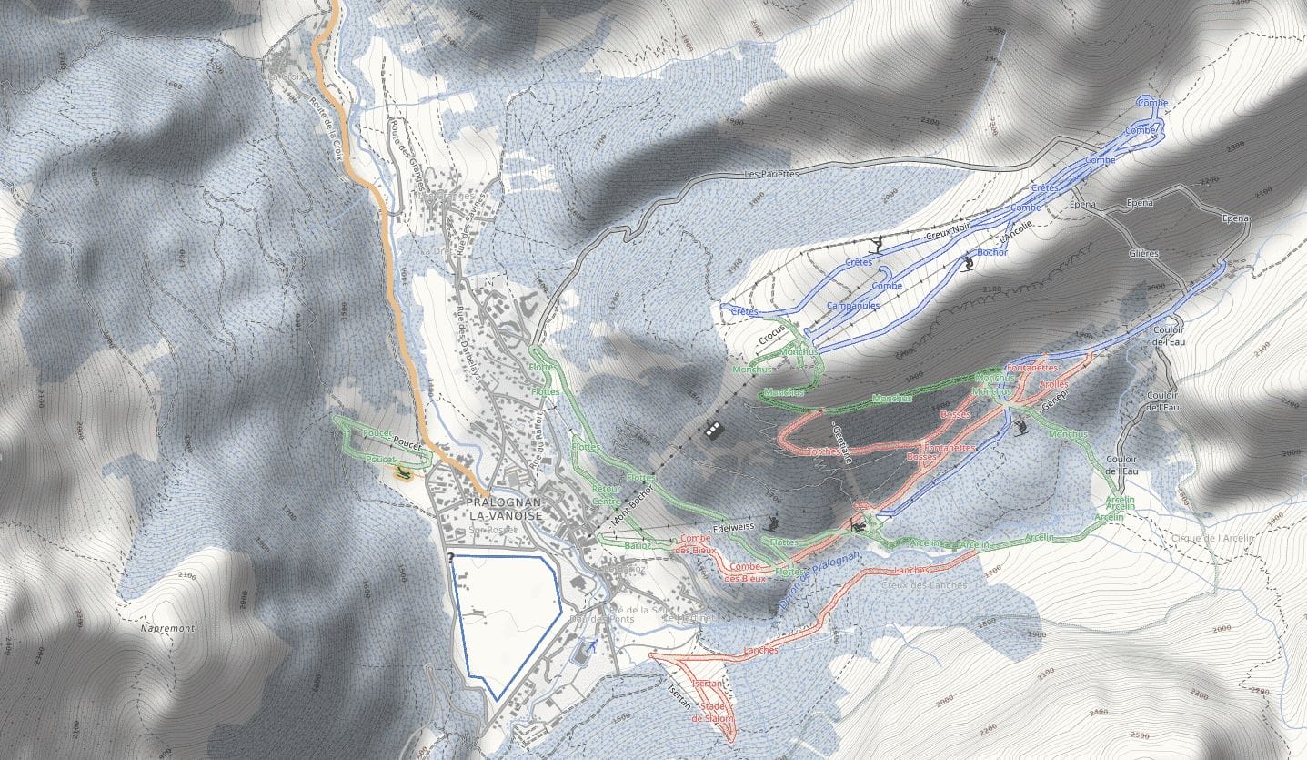 Plan des pistes de Pralognan
