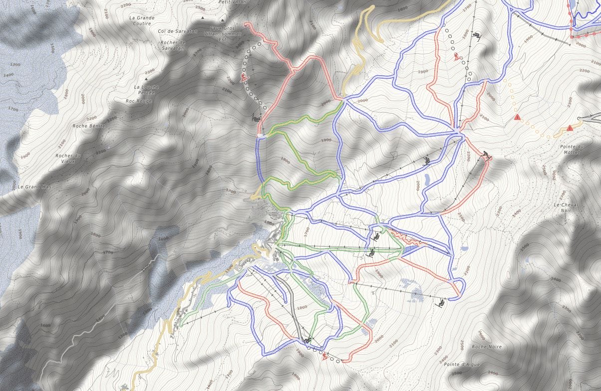 Plan des pistes de St François Longchamp