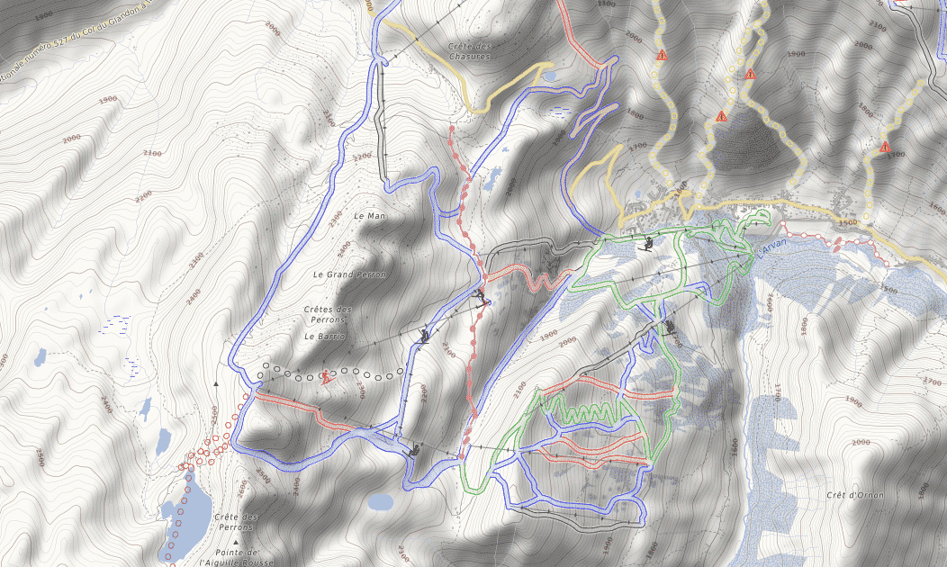 Plan des pistes de Saint Sorlin d'Arves