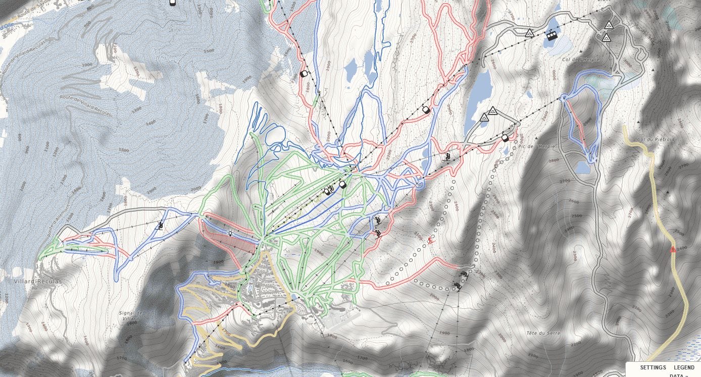 Plan des pistes de l'Alpe d'Huez