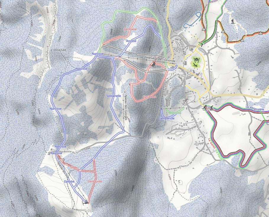 Plan des pistes de la Féclaz