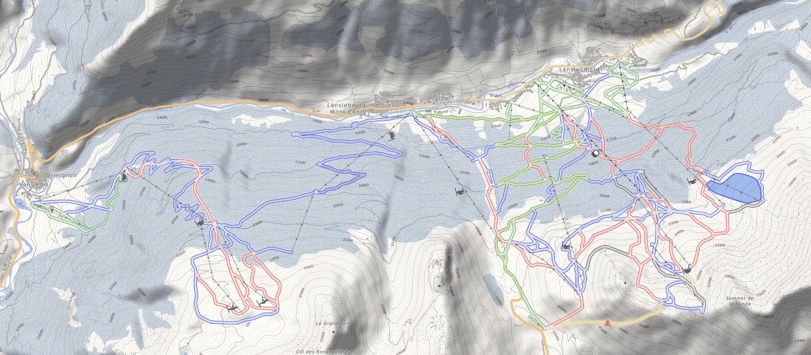Plan des pistes de Val Cenis