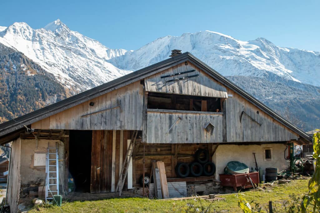 Vue sur le massif du Mont Blanc depuis Saint Nicolas de Véroce