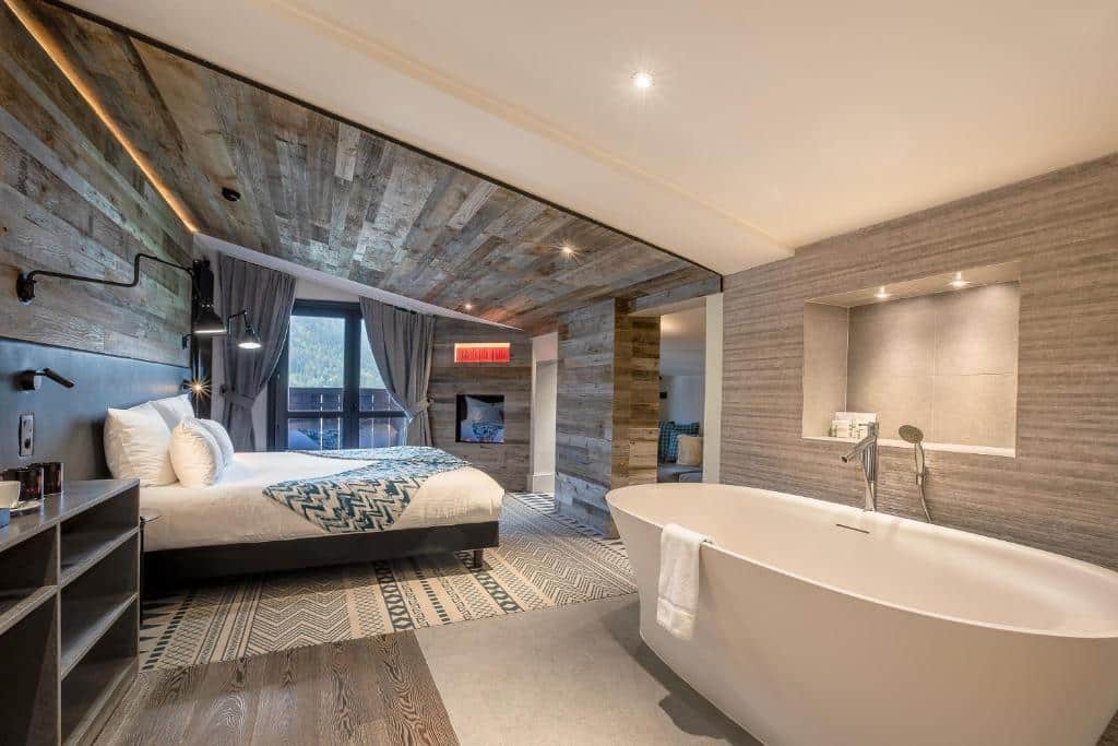 Chambre de l'hôtel 3 étoiles le Prieuré à Chamonix
