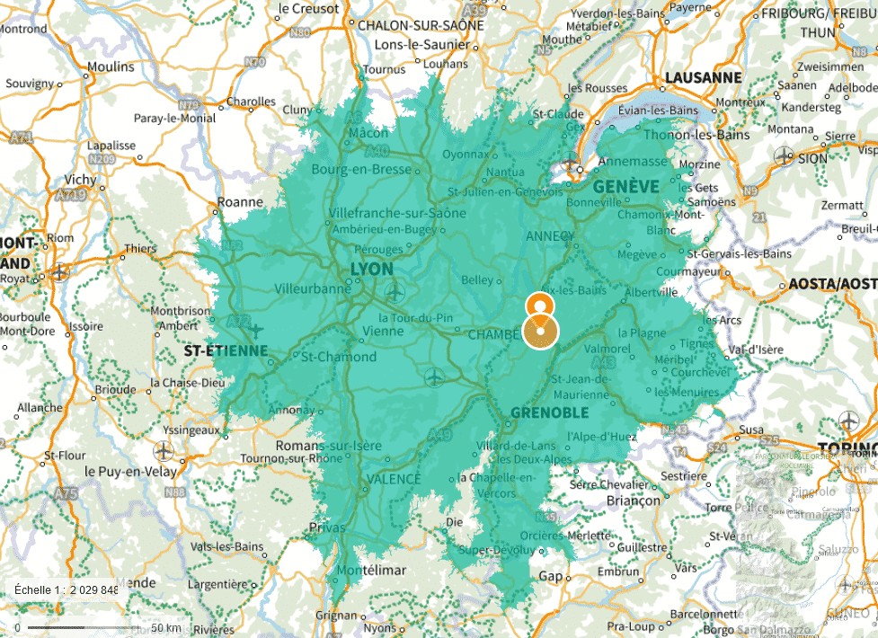 Où aller à 2 heures de Chambéry ? La carte.