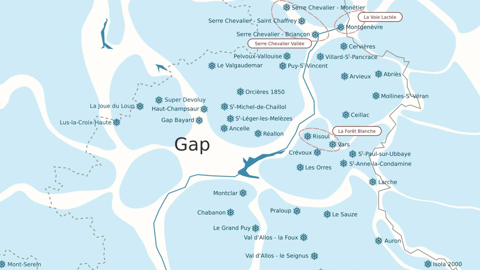 carte des stations des Alpes du Sud