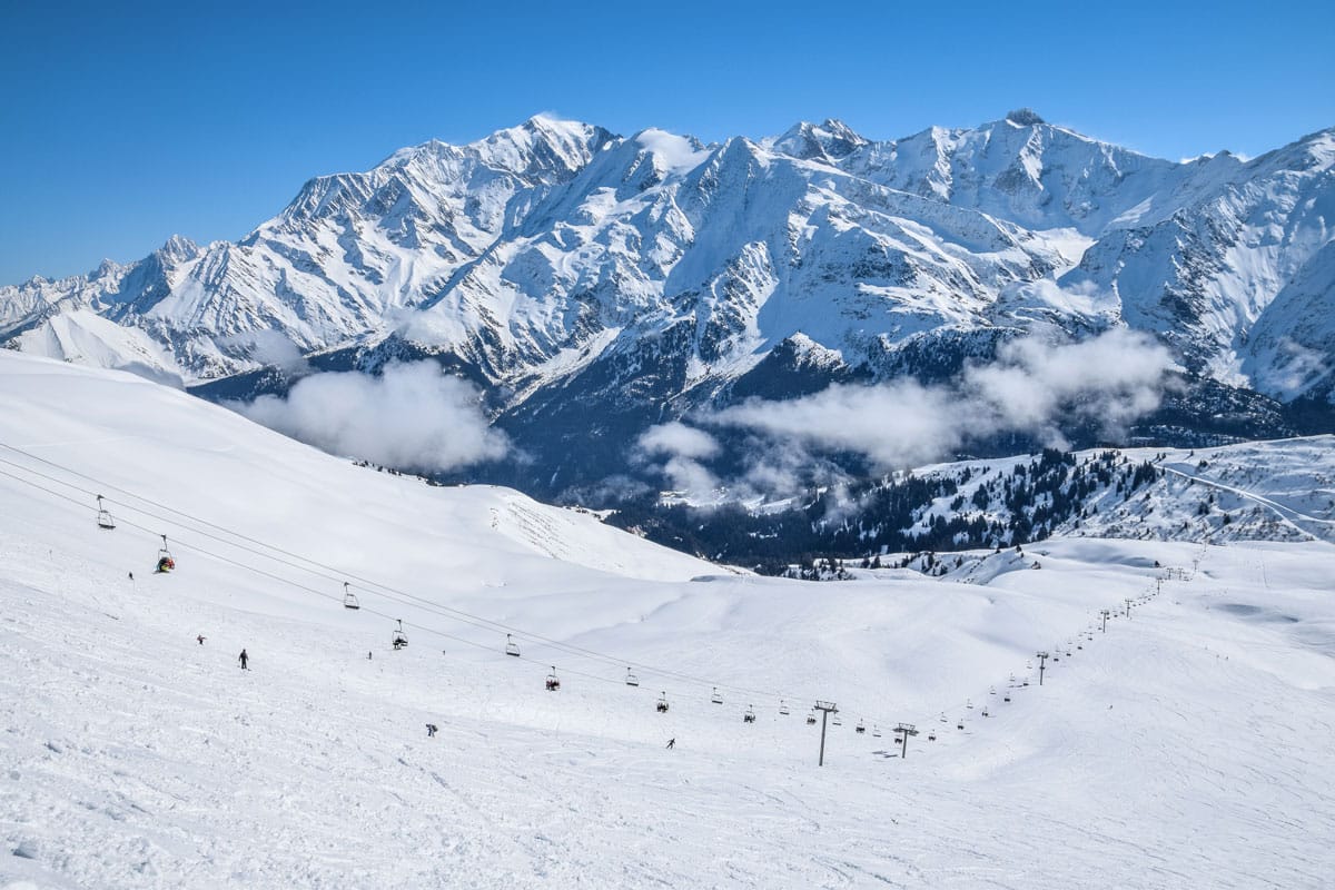 Vue sur le mont Blanc depuis le col du Joly aux Contamines