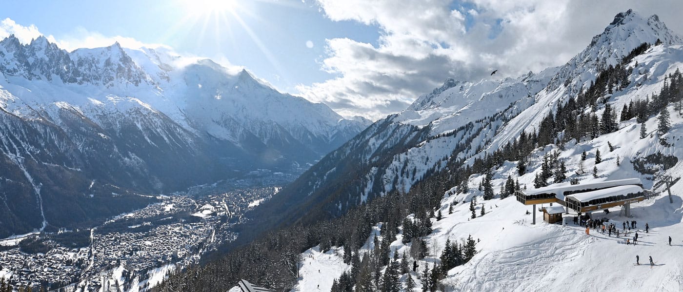 Chamonix : domaine de Brévent-Flégère, face au mont Blanc