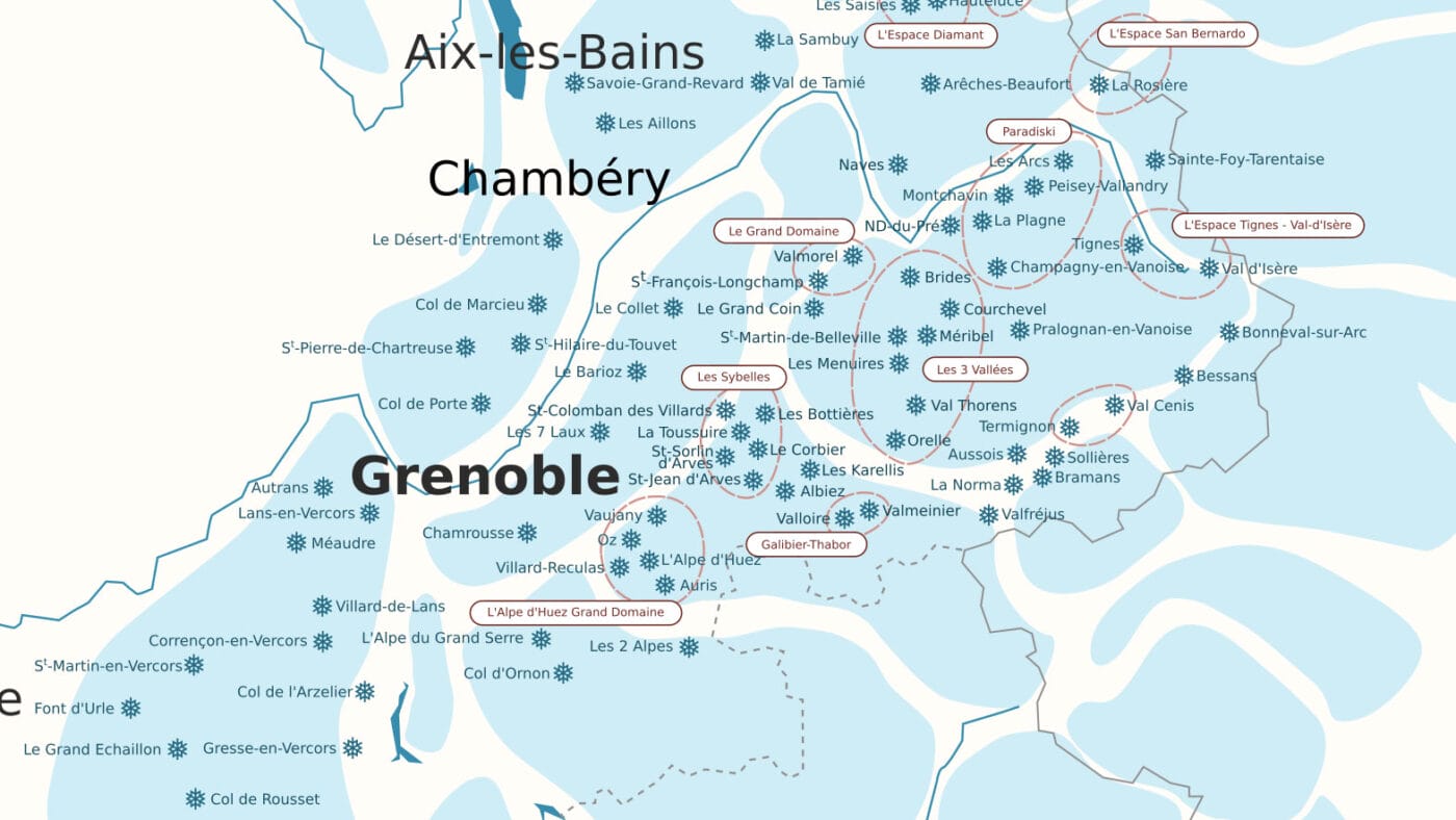 Carte des stations des Alpes