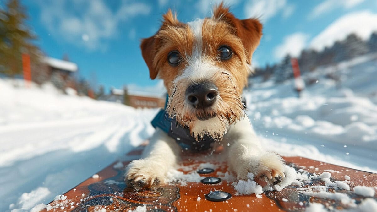 Chien en station de ski