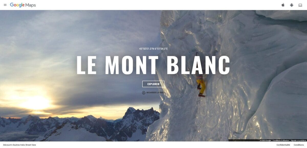 Le mont Blanc sur Google Maps